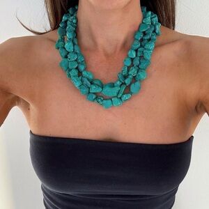 Statement Layered Turquoise Multi-strand Necklace